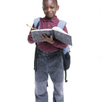 An african american student ready for school. Education, learning