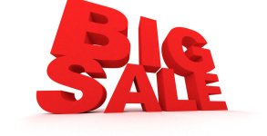 Big Sale sign in red over white background